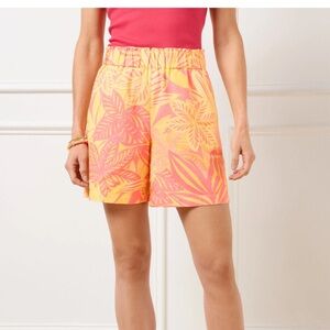 Talbots Pull-On Washed Linen Shorts Watercolour Botanical Size Medium NWT